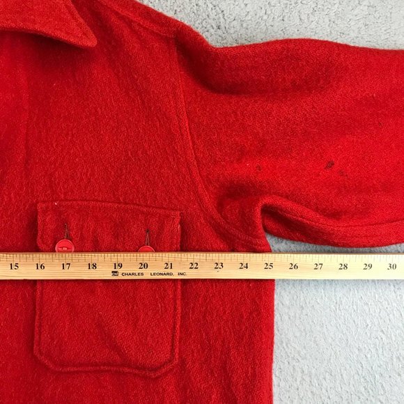 Vintage 40s Mens North Country Wool Double Pocket Button Shirt Jacket Red USA XL - Picture 5 of 9
